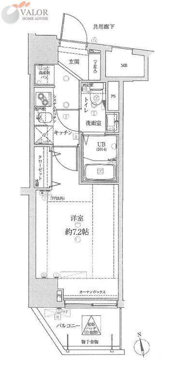 ライジングプレイス桜木町3番館(1K/7階)の間取り写真
