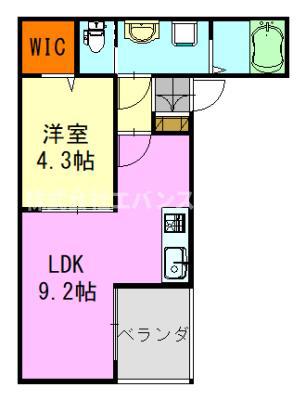 クレセントパーク末広(1LDK/2階)の間取り写真
