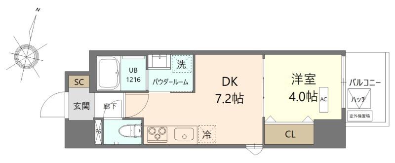 K.CURACION(1DK/5階)の間取り写真