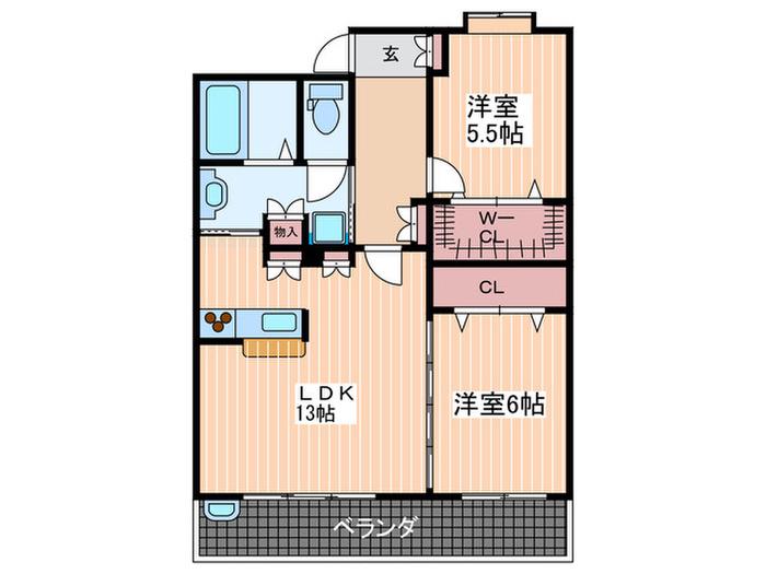 ルミナスリヴサージュ平和橋(2LDK/4階)の間取り写真