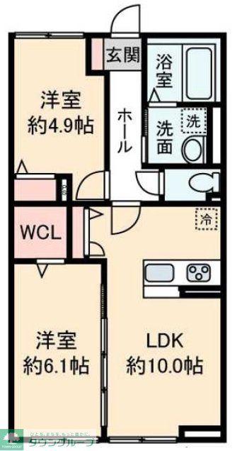 ハイムメゾン新狭山C(2LDK/1階)の間取り写真