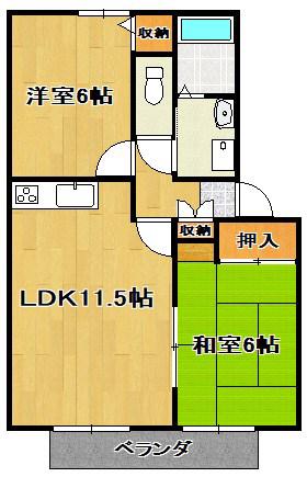 ブランネージュ(2LDK/2階)の間取り写真