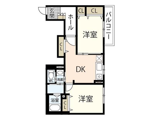 ソレイユ2番館(2DK/1階)の間取り写真
