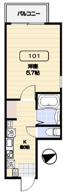 アルヴィータ北新宿(1K/1階)の間取り写真