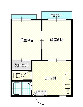 タウニィ浜野(2DK/2階)の間取り写真