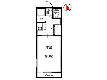 ハイムぱれっと(1K/2階)の間取り写真