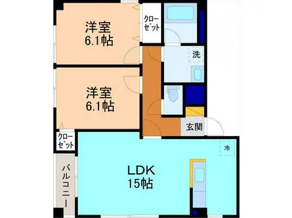 クランベリーマンション(2LDK/3階)の間取り写真