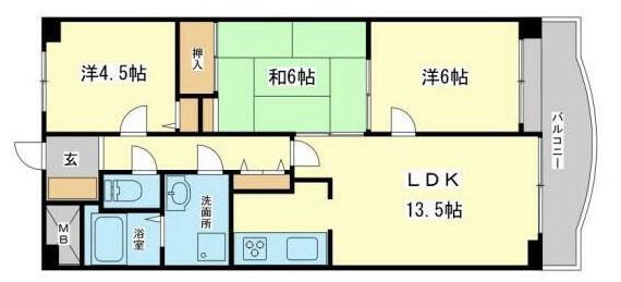 グラースガーデン今宿(3LDK/5階)の間取り写真