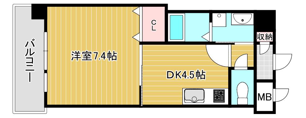 渡邊ビルII(1DK/8階)の間取り写真