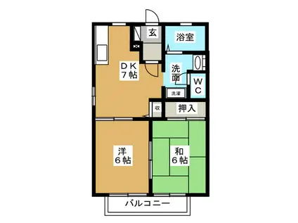 メゾンクレールC(2DK/2階)の間取り写真