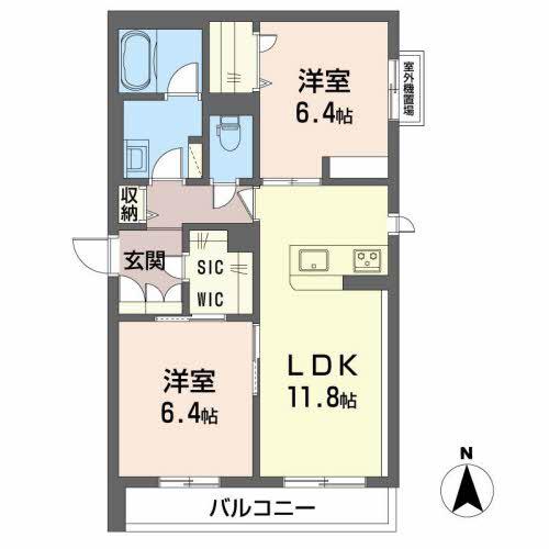 シャーメゾンアグレアーブル(2LDK/3階)の間取り写真