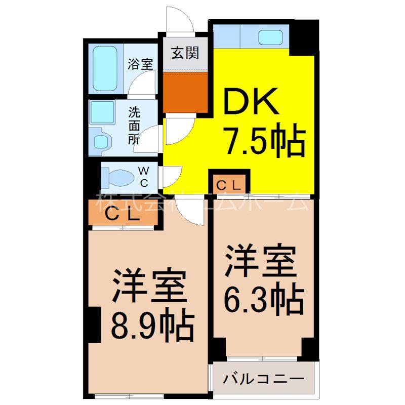 フォンテーヌナウ(2DK/5階)の間取り写真
