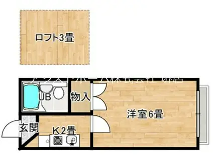 シャンブルKITANOI(1K/2階)の間取り写真