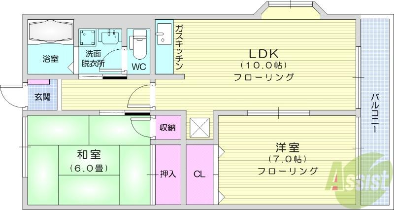 ルミコートT(2LDK/2階)の間取り写真