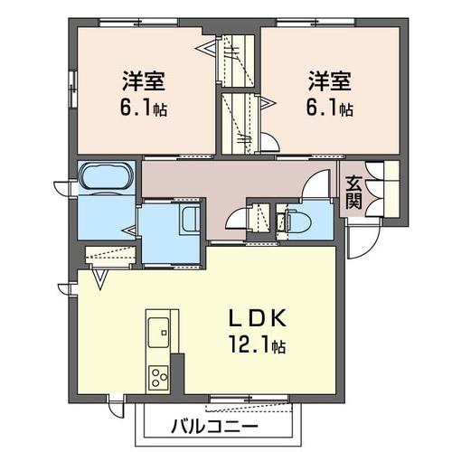 シャーメゾンフェリーチェ I(2LDK/2階)の間取り写真