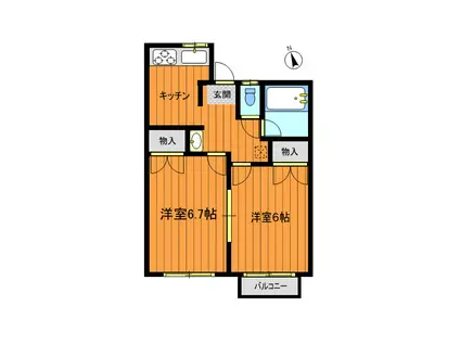 コスモ・吉岡(2K/1階)の間取り写真