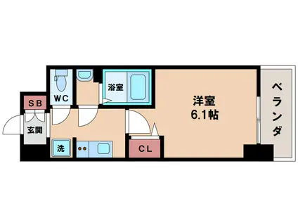 スプランティッド天王寺DUE(1K/6階)の間取り写真