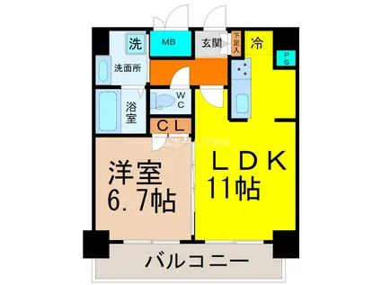 プレサンスNAGOYA桜通ビッグビート(1LDK/12階)の間取り写真