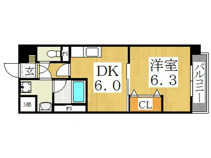 コンフォート杉(1DK/1階)の間取り写真