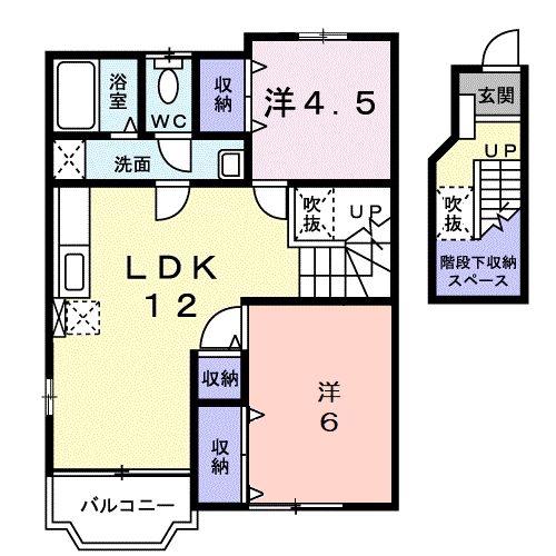 ロジュマンI番館(2LDK/2階)の間取り写真