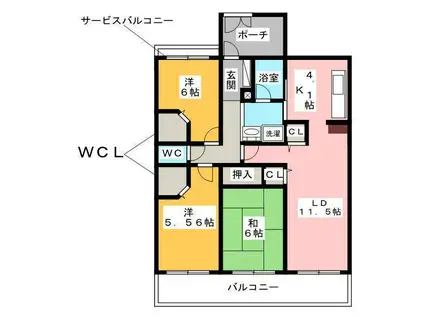 コスモ川口グレイスフォルム(3LDK/8階)の間取り写真