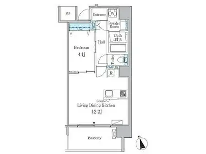 ルーエ池下(1LDK/10階)の間取り写真
