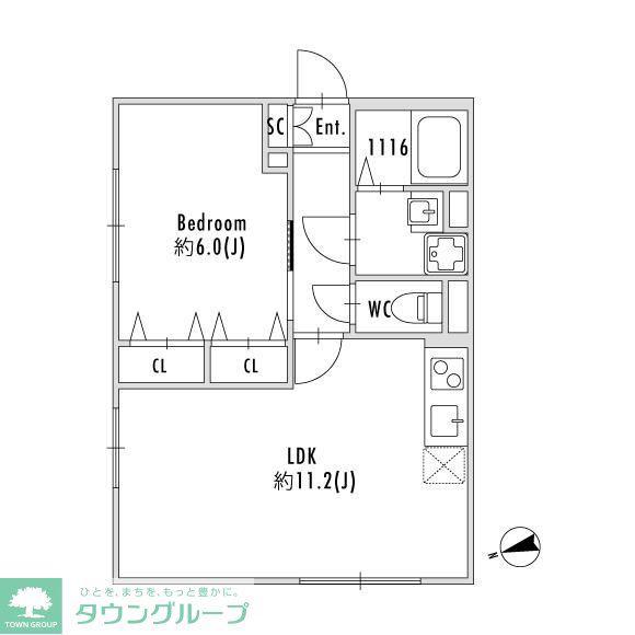 PASEO下北沢代沢II(1LDK/3階)の間取り写真