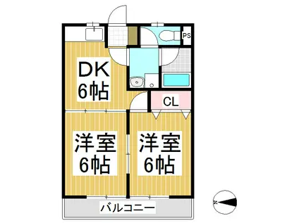 フレール北山(2DK/2階)の間取り写真