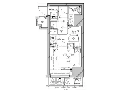 ラフィスタ横浜阪東橋I(ワンルーム/8階)の間取り写真