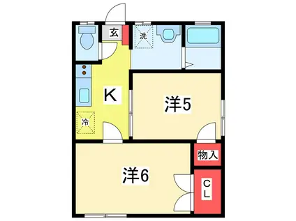 エルフォード住吉(2K/1階)の間取り写真