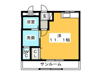 ハイツエクセル21(ワンルーム/2階)の間取り写真