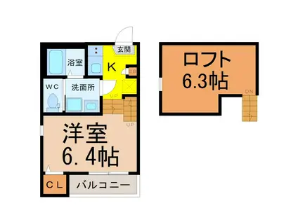 ハーモニーテラス大森(1SK/2階)の間取り写真