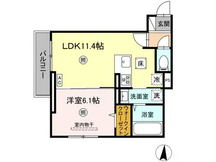 CAMPHORAI(1LDK/1階)の間取り写真