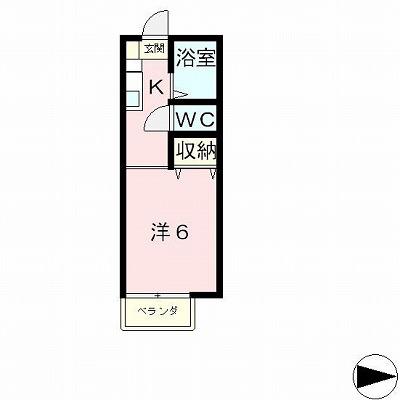 シェブラン(ワンルーム/2階)の間取り写真