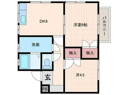 ファインランド酒井(2DK/2階)の間取り写真