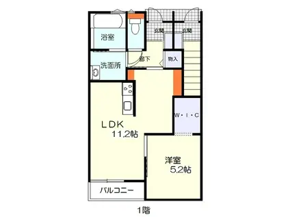 リッチヒルズ前九年 A棟(1LDK/1階)の間取り写真