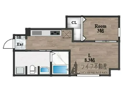 EVERGREEN(1LDK/1階)の間取り写真