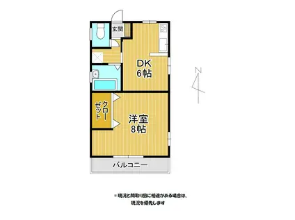 アトラエントIII(1DK/1階)の間取り写真