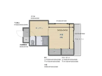 スーペリア12(1K/1階)の間取り写真