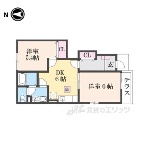 ピーノセーリオ(2DK/1階)の間取り写真