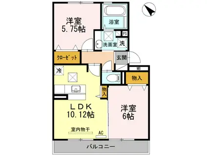 フェリックス(2LDK/1階)の間取り写真