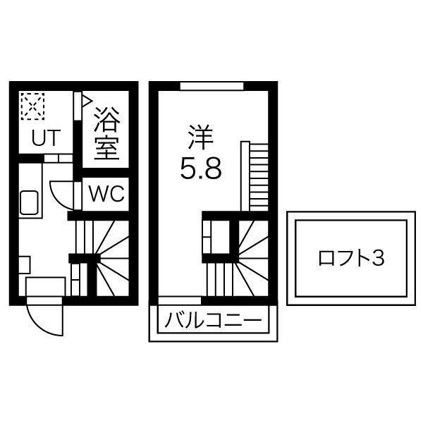 CASA FIGLIOLA(1K/1階)の間取り写真