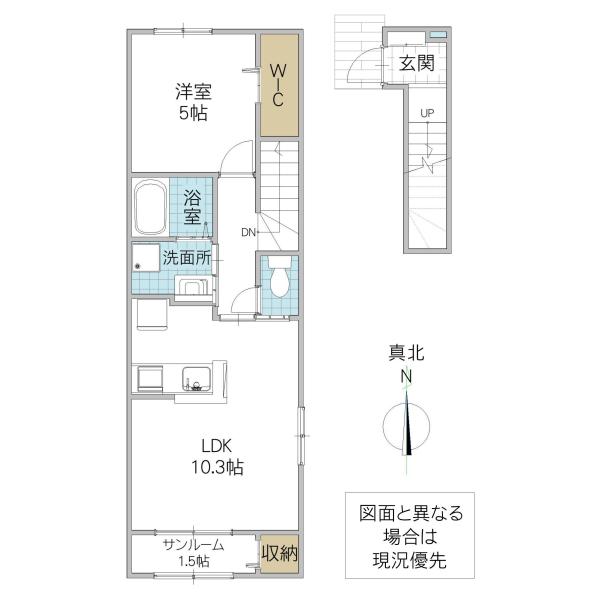 ヒカルサつくば要ウエストI(1LDK/2階)の間取り写真