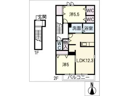 ヴィクトワール II(2LDK/2階)の間取り写真