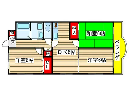 スリーゼヒル(3DK/3階)の間取り写真