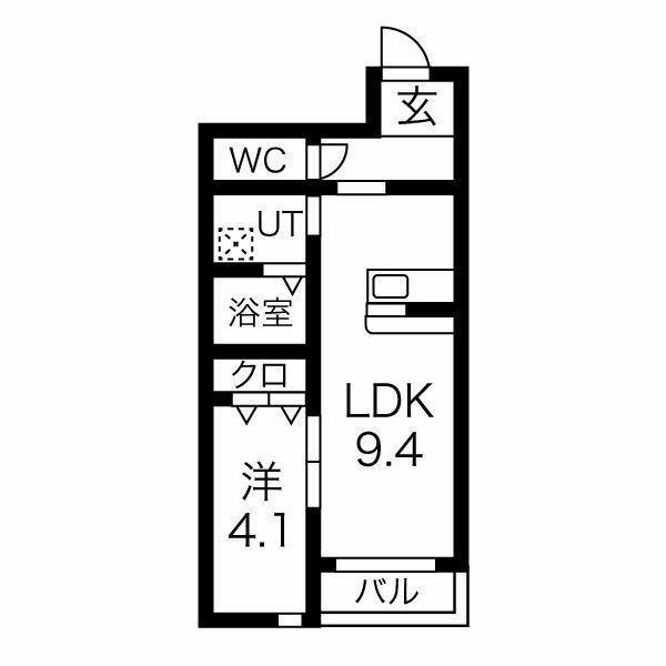 FORTUNA(1LDK/1階)の間取り写真