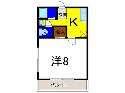 ピア・エスポワール(1K/2階)の間取り写真