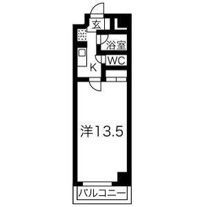 星ヶ丘GODIVA(1K/2階)の間取り写真