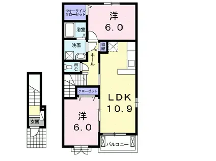 エルシオンI(2LDK/2階)の間取り写真