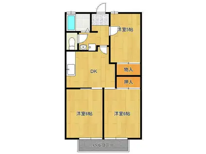 ドリームコーポやまぐち3号棟(3DK/1階)の間取り写真